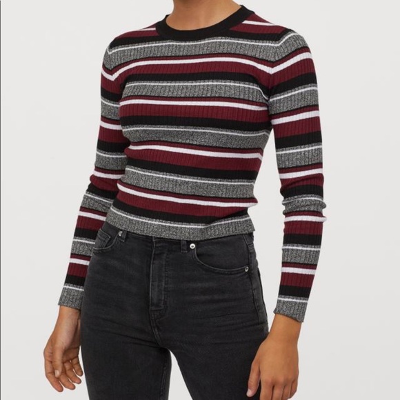 H&M Ribbed Knit Stripped Top - Picture 1 of 4